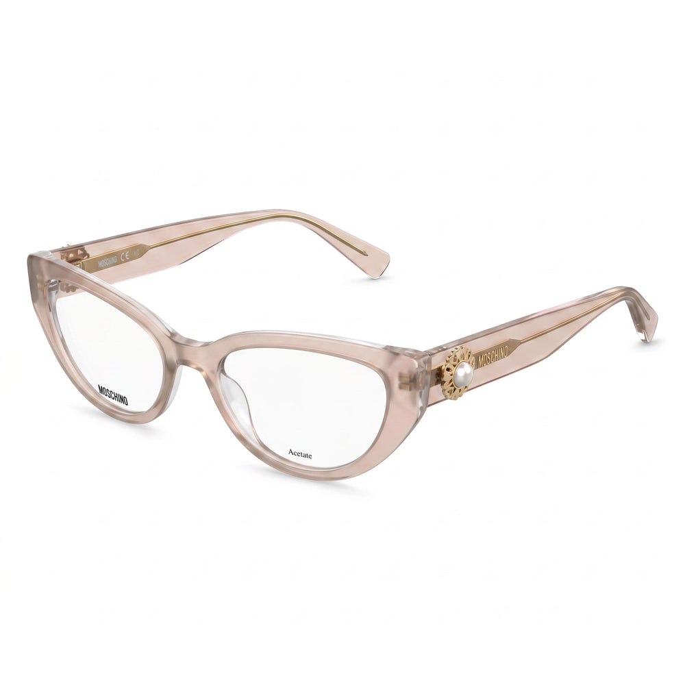 Gafas de sol modernas Moschino para mujer con montura de acetato color piel y lentes de policarbonato de 52 mm de ancho.