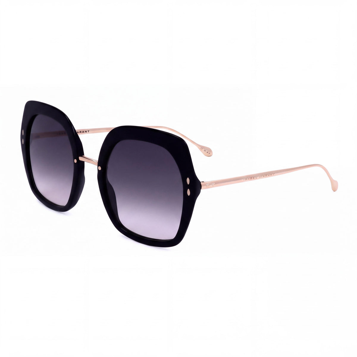 Isabel Marant Women's Square Sunglasses Black Gold Acetate Metal Frame Grey UV 400 Lenses 55mm, Photo 1