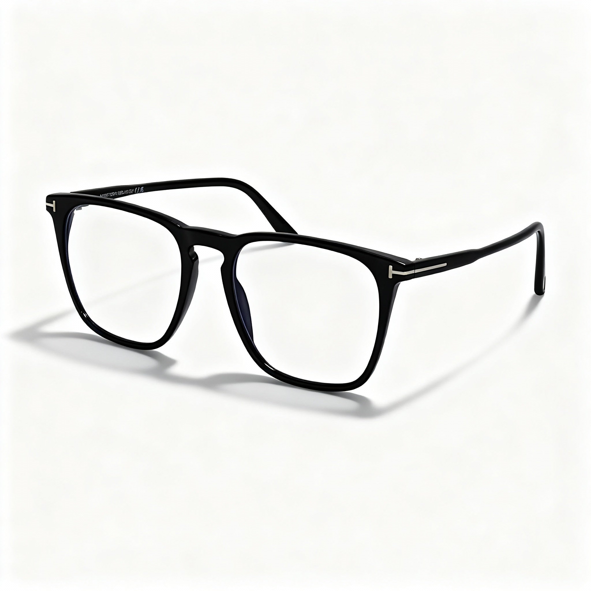 Tom Ford FT5937-B Unisex Shiny Black Plastic Square Blue Light Block Eyeglasses 52mm Lens 18mm Bridge 145mm Temple