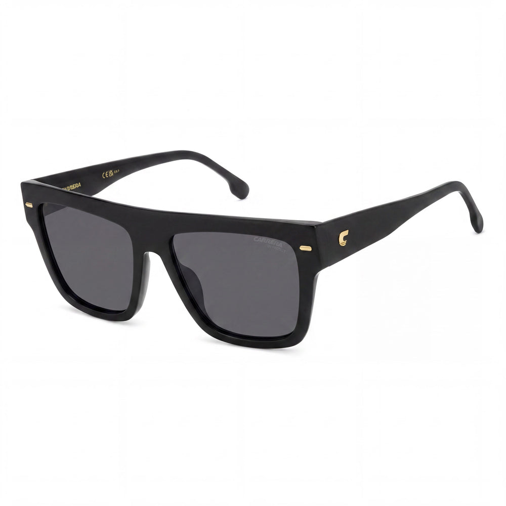 Carrera 3016/S Gafas de Sol para Mujer, Montura de Acetato Negro/Gris con Lentes Negras no Polarizadas UV 400 55-17-140