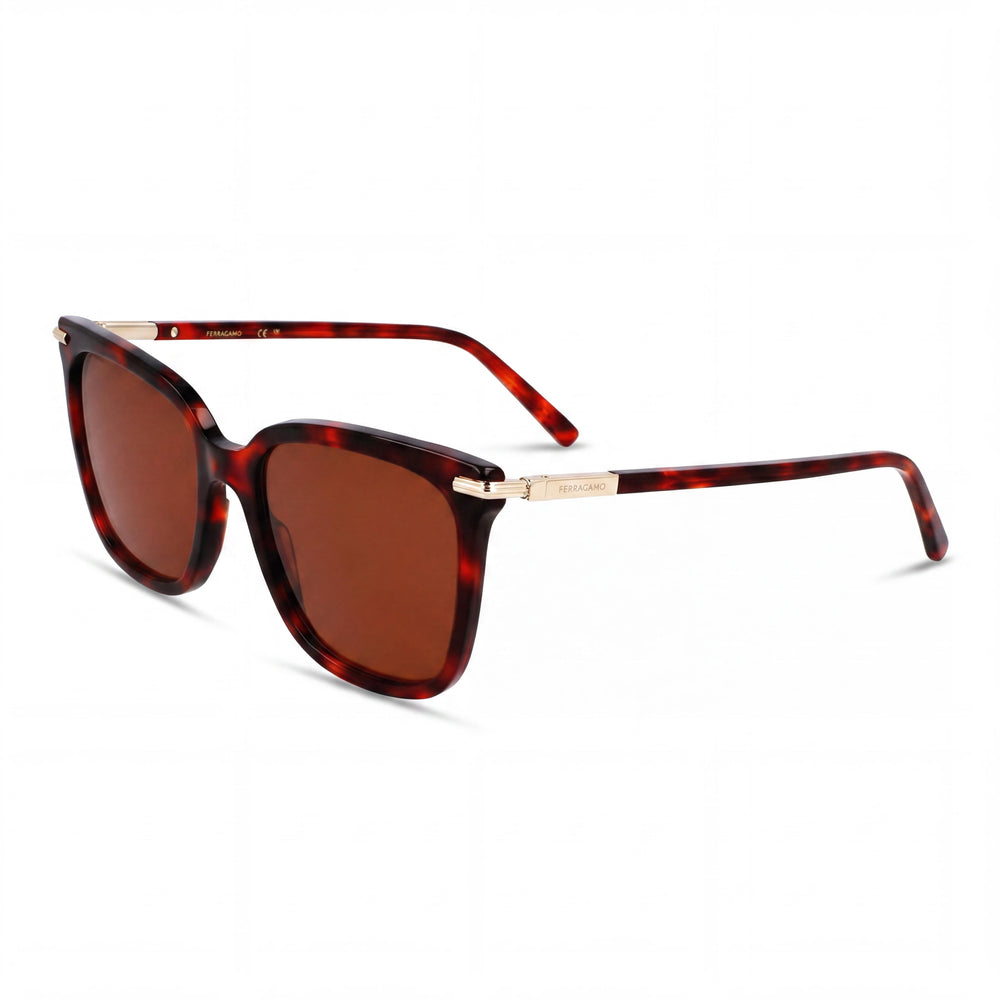 Ferragamo Sf2037s Women's Red Tortoise Acetate Frame Polycarbonate Non-Polarized UV 400 Sunglasses 56-18-145