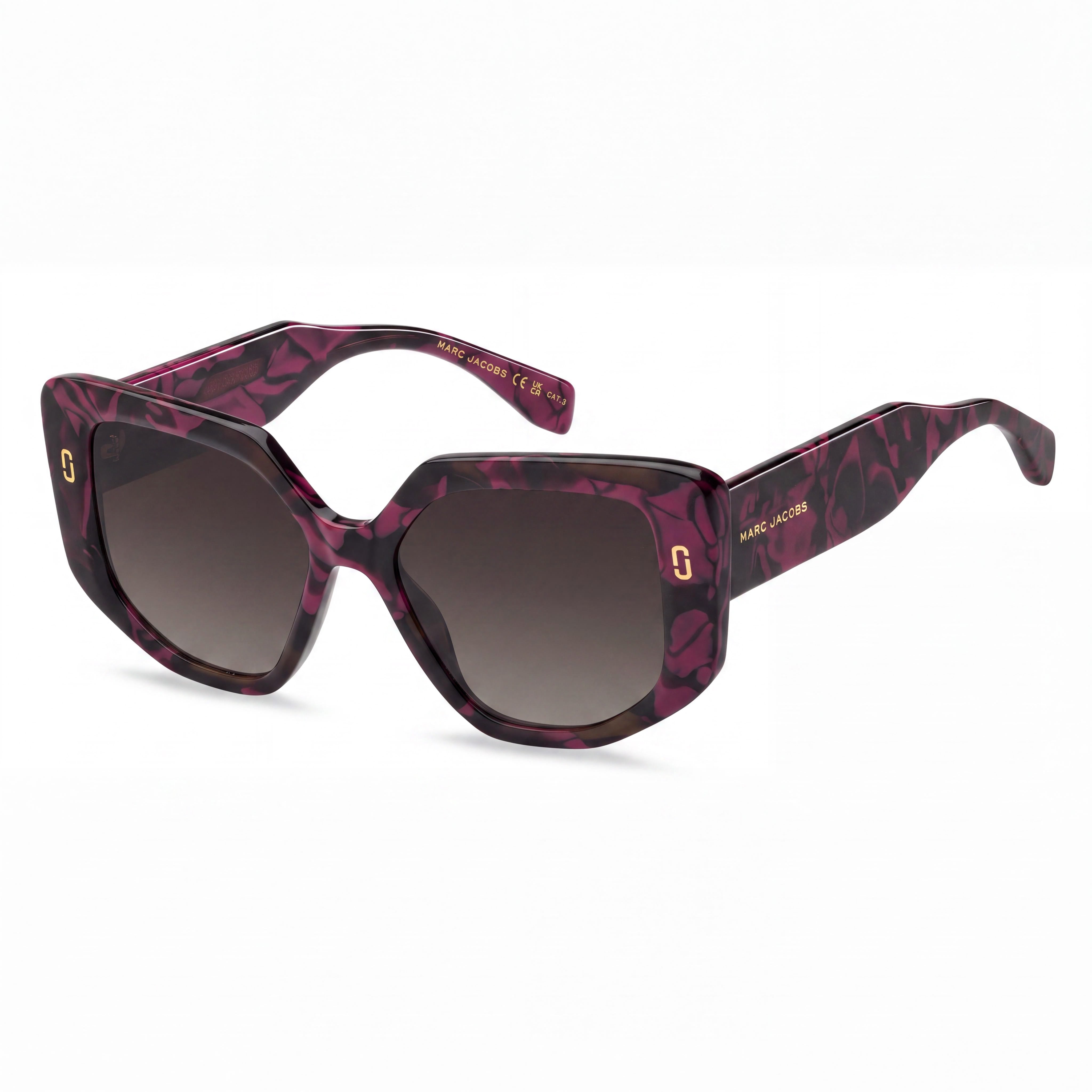 Marc Jacobs Classic MJ 1116/S Women's Butterfly Sunglasses, Marble Burgundy Acetate Frame, Brown Shaded Lenses 52mm, Photo 1