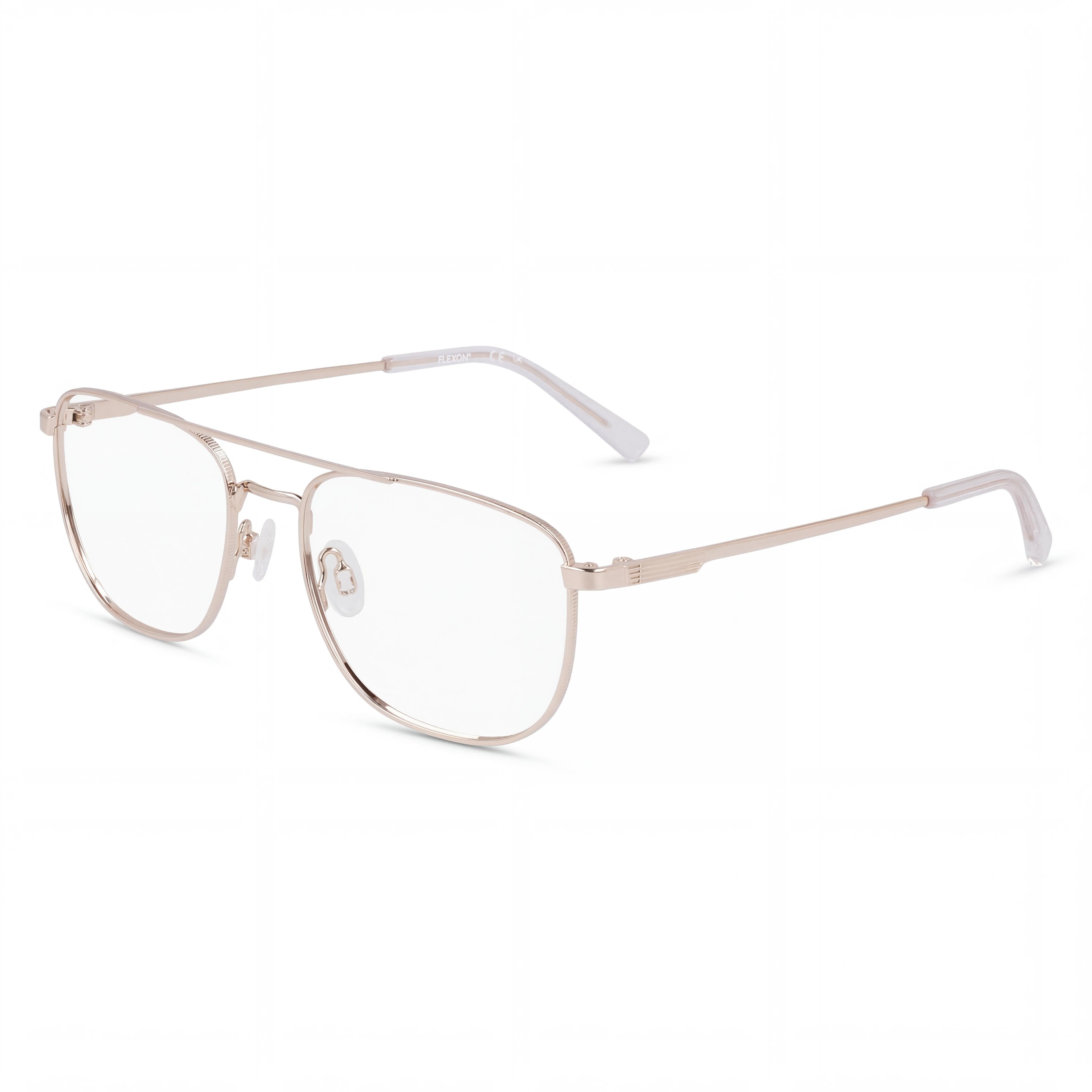 Flexon Casual Men's Gold Ophthalmic Eyeglasses with Plastic Lenses, Lens Width 52mm, Bridge 17mm, Temple 145mm, Photo 1