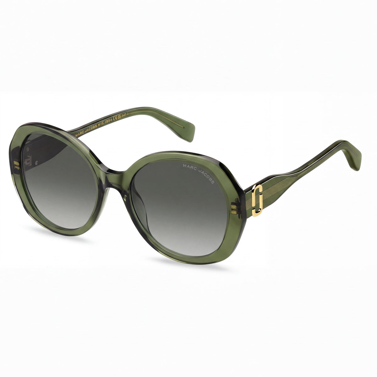 Marc Jacobs 763/S Gafas de sol ovaladas de acetato sin polarización para mujer, montura verde/gris Azure, lentes gris Azure, 55 mm, Photo 1