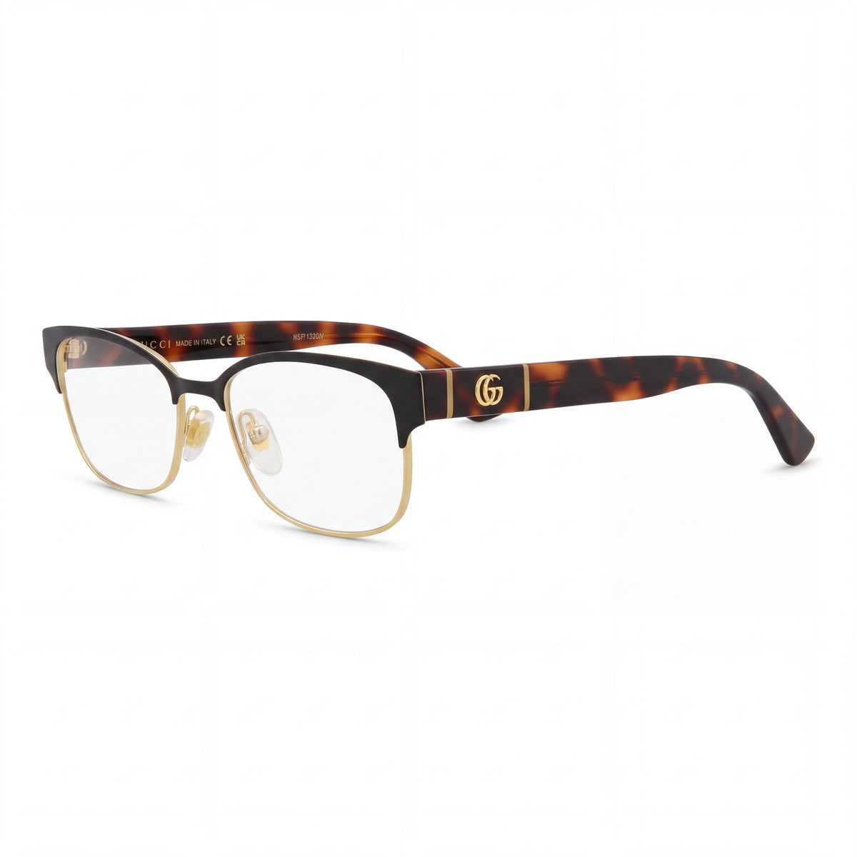 Gucci GG0751O Women's Oval Metal Black Havana Transparent Eyeglasses 49mm, Photo 1