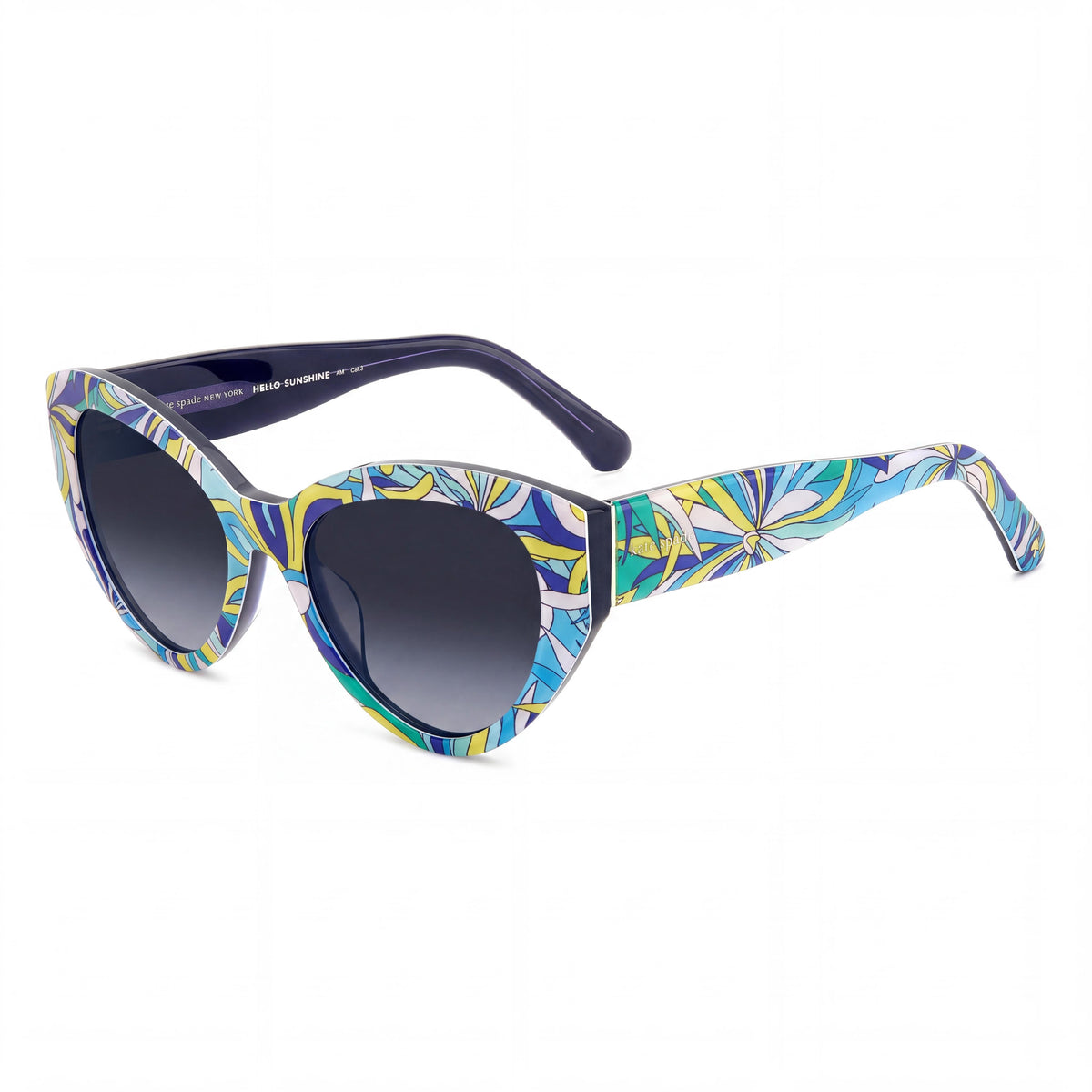 kate spade new york PAISLEIGH/S Women's Cat Eye Acetate Blue Pattern Blue/Grey Shaded Dark Grey Shaded Gradient UV Sunglasses 55mm, Photo 1