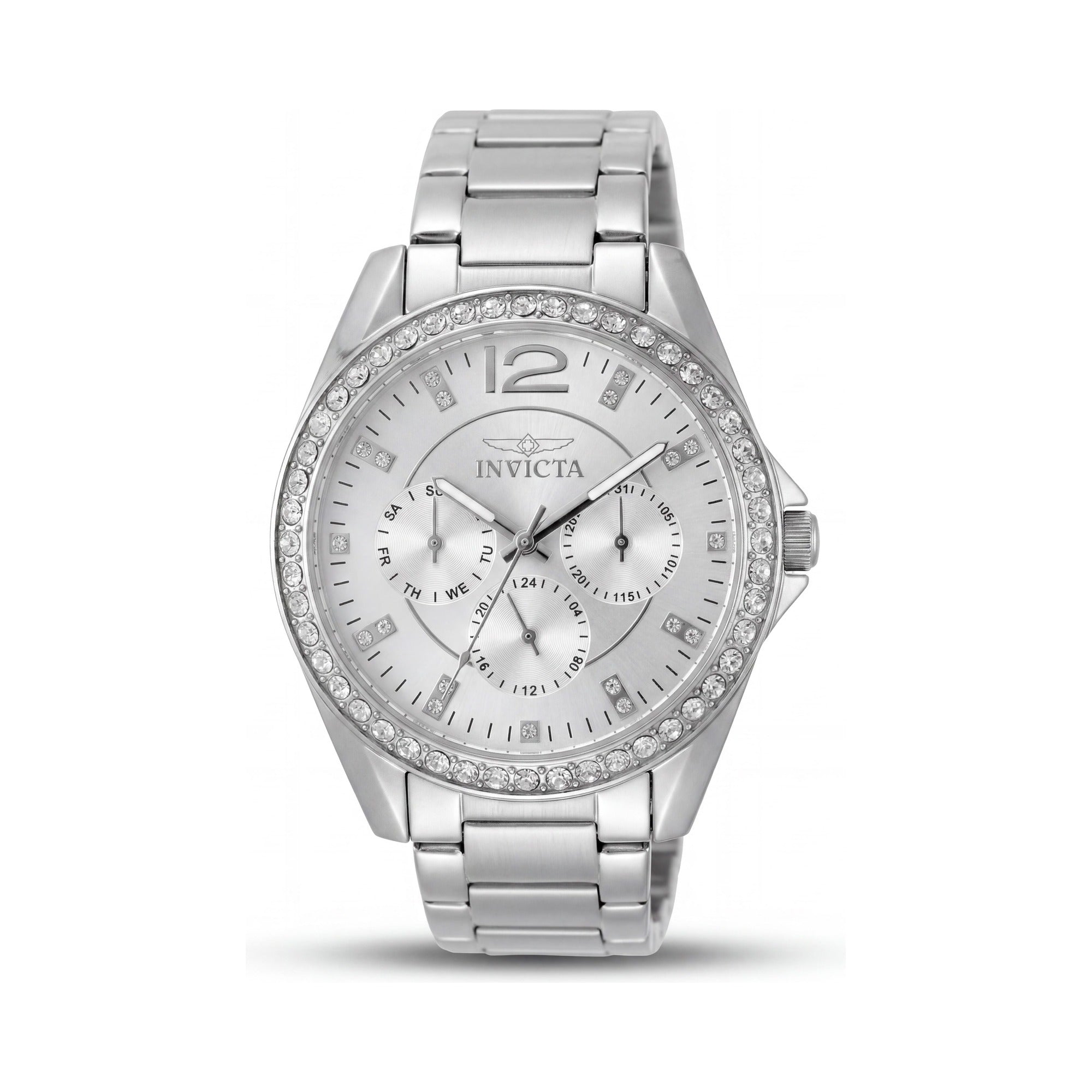 Invicta Angel 50108 Women's 38mm Silver Dial Stainless Steel Quartz Chronograph Bracelet Watch, Photo 1