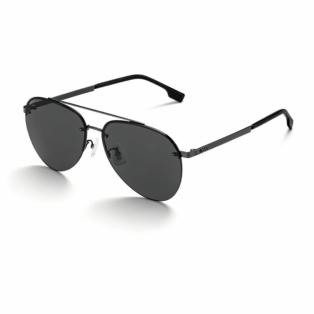 Gafas de sol unisex modernas HUGO BOSS de policarbonato, sin polarizar, con montura metálica y protección UV, color negro, 62 mm