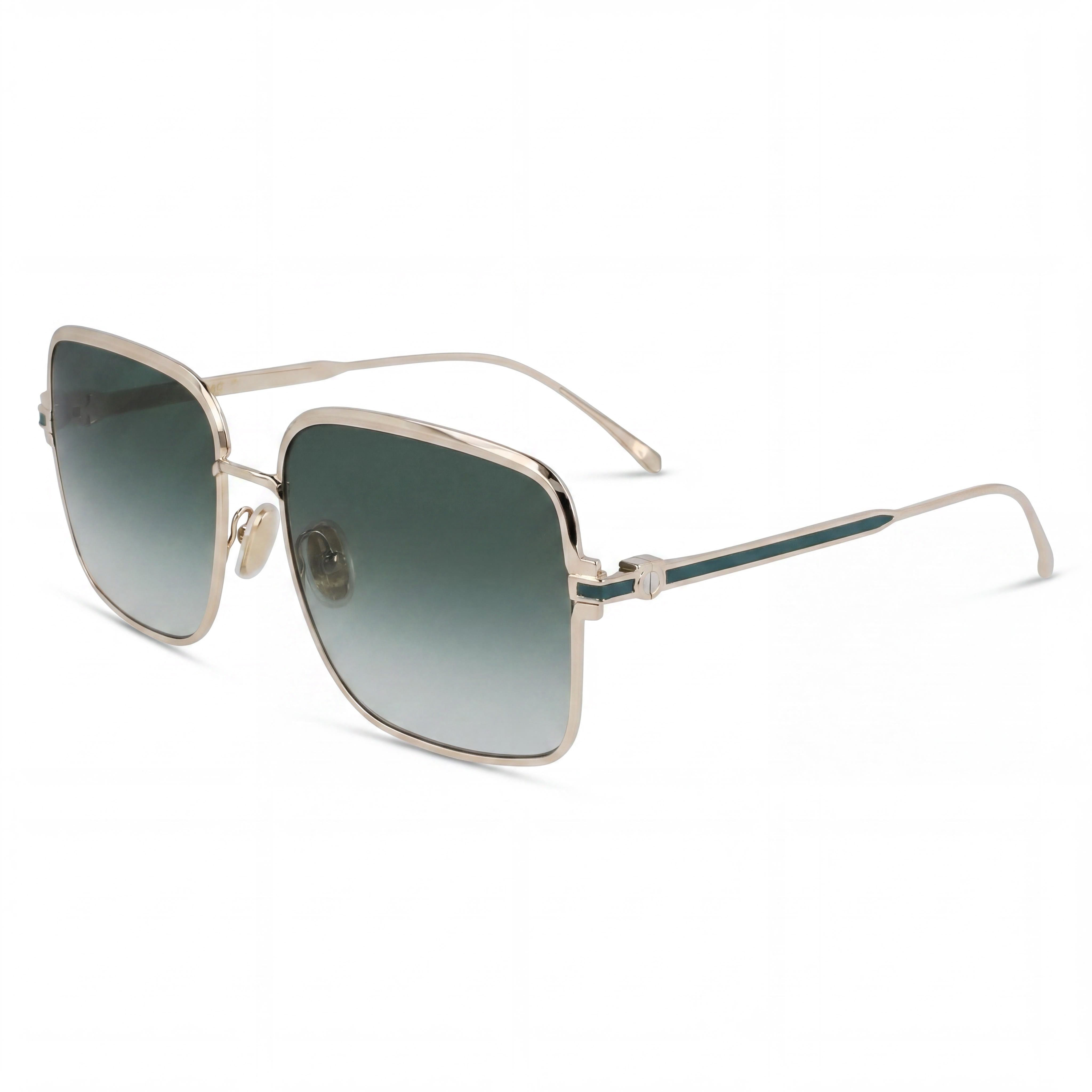 Gafas de sol para hombre Ferragamo Sf317s de titanio dorado con lentes de policarbonato verde degradado, protección UV 400, 57 mm, Photo 1