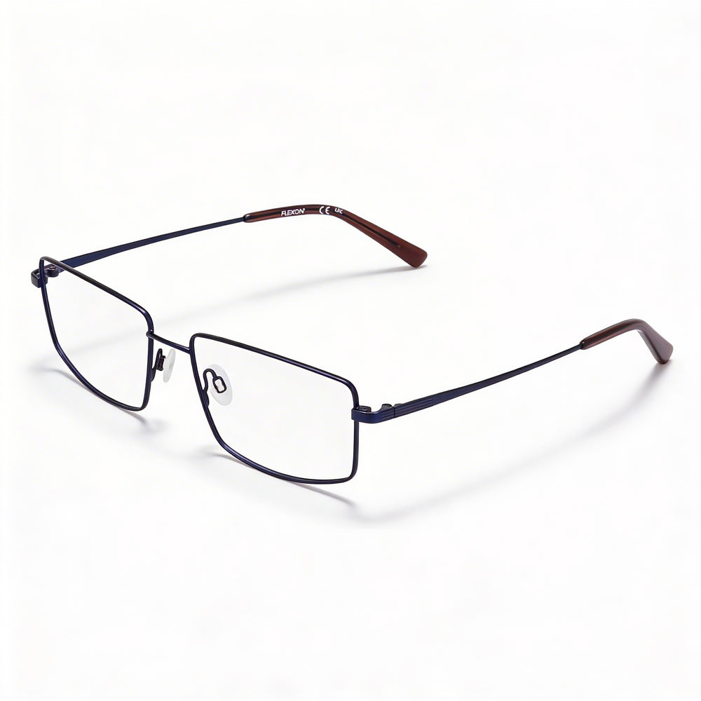 Gafas Flexon H6069 de metal para hombre en azul marino mate, lentes de policarbonato transparente, ancho de lente de 57 mm