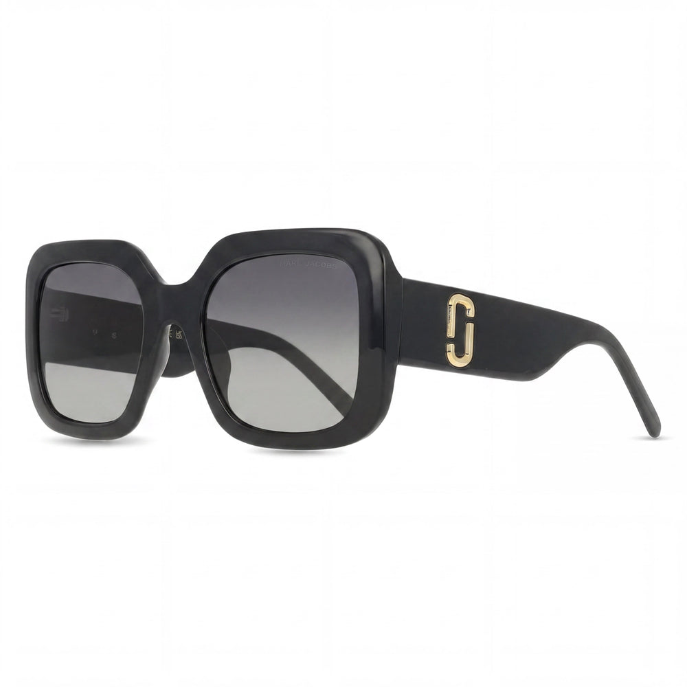 Gafas de sol Marc Jacobs cuadradas para mujer, de plástico negro, con lentes gris degradado, sin polarizar y con protección 100% UV, 53 mm
