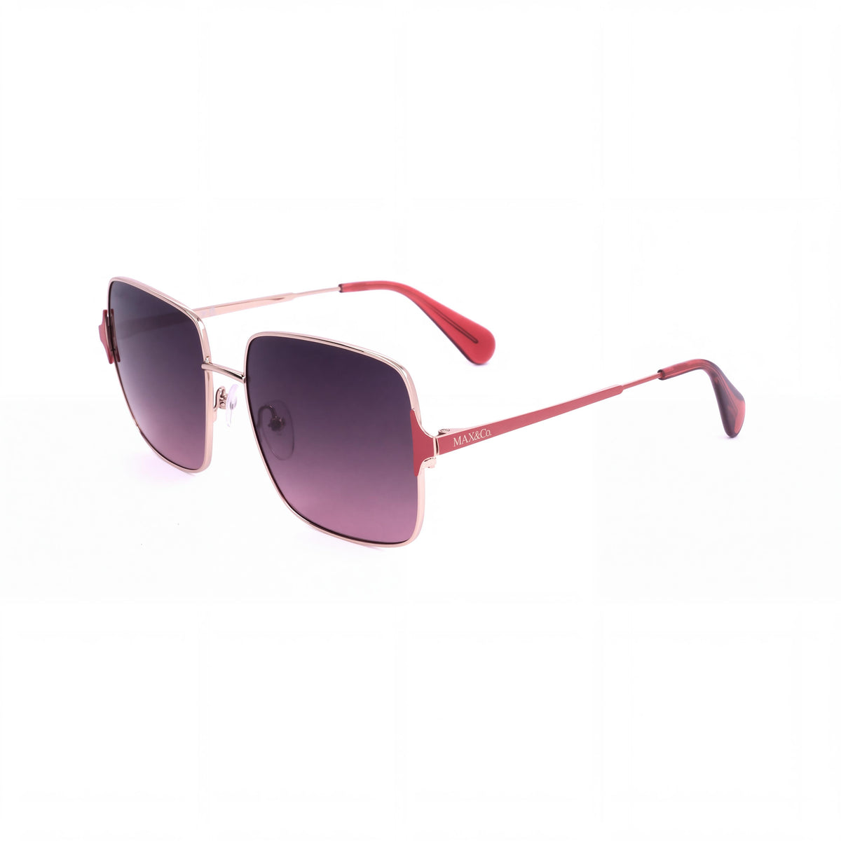 Max & Co. Casual Women's Sunglasses with Shiny Rose Gold Finish Metal Frame and Gradient Smoke Lenses 56mm, Photo 1
