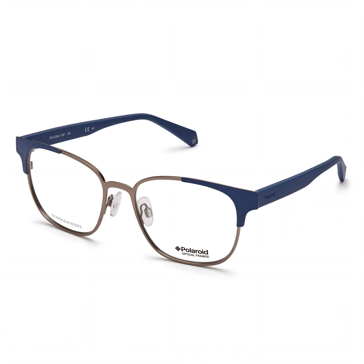 Gafas graduadas Polaroid Pldd342 unisex de montura cuadrada de plástico plateado, lente no transparente, 54 mm, Photo 1