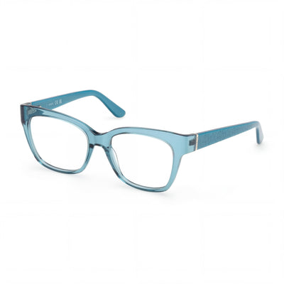 GUESS Women's Gu50233 Plastic Frame Eyewear with Transparent Polycarbonate Lenses in Turquoise Pearl, Size 53-17-140mm