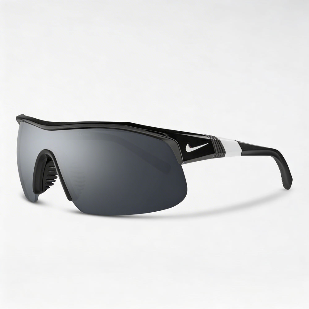 Nike Comtemporary Men's Plastic 100% UV Protection Sunglasses Black Silver Flash Frame, Silver Lenses 58mm