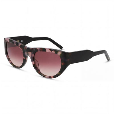 Gafas de sol de plástico DKNY Dk550s para mujer, montura Rose Tortoise, lentes dobles Rose, ancho de mica de 53 mm
