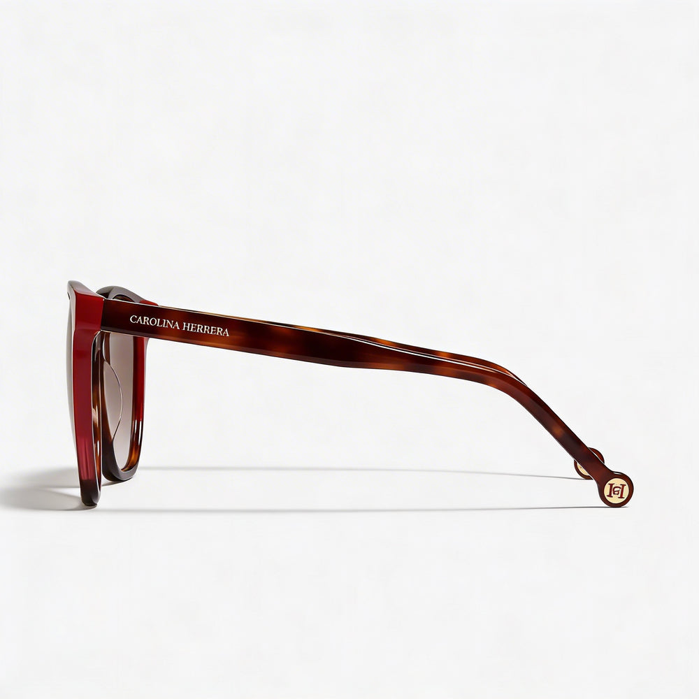 Carolina Herrera CH 0061/S Women's Classic Acetate Havana Red Frame Brown Shaded Lens Sunglasses 57