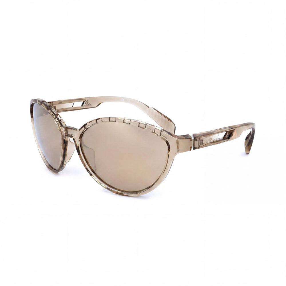 Gafas de sol adidas Classic para mujer, montura de plástico marrón claro, lentes de policarbonato con efecto espejo marrón, protección UV degradada, 61 mm