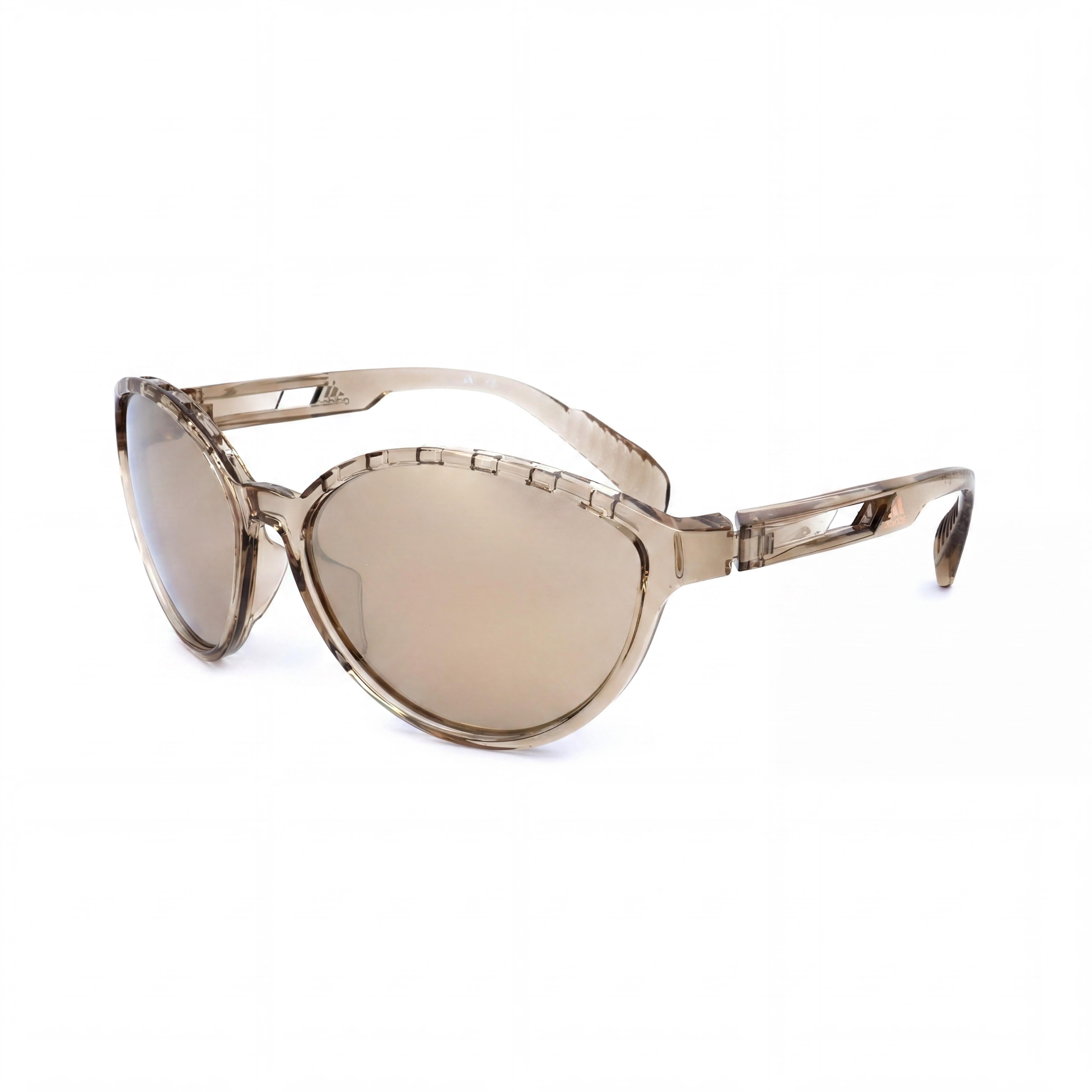 Gafas de sol adidas Classic para mujer, montura de plástico marrón claro, lentes de policarbonato con efecto espejo marrón, protección UV degradada, 61 mm, Photo 1