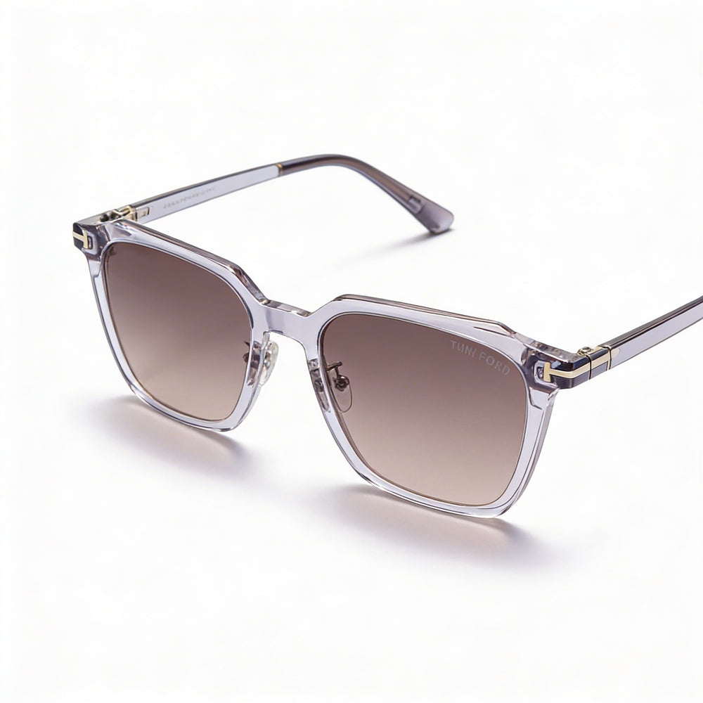 Tom Ford Classic Unisex Sunglasses with Transparent Grey Plastic Frame, Grey Lenses, 100% UV Protection 54mm
