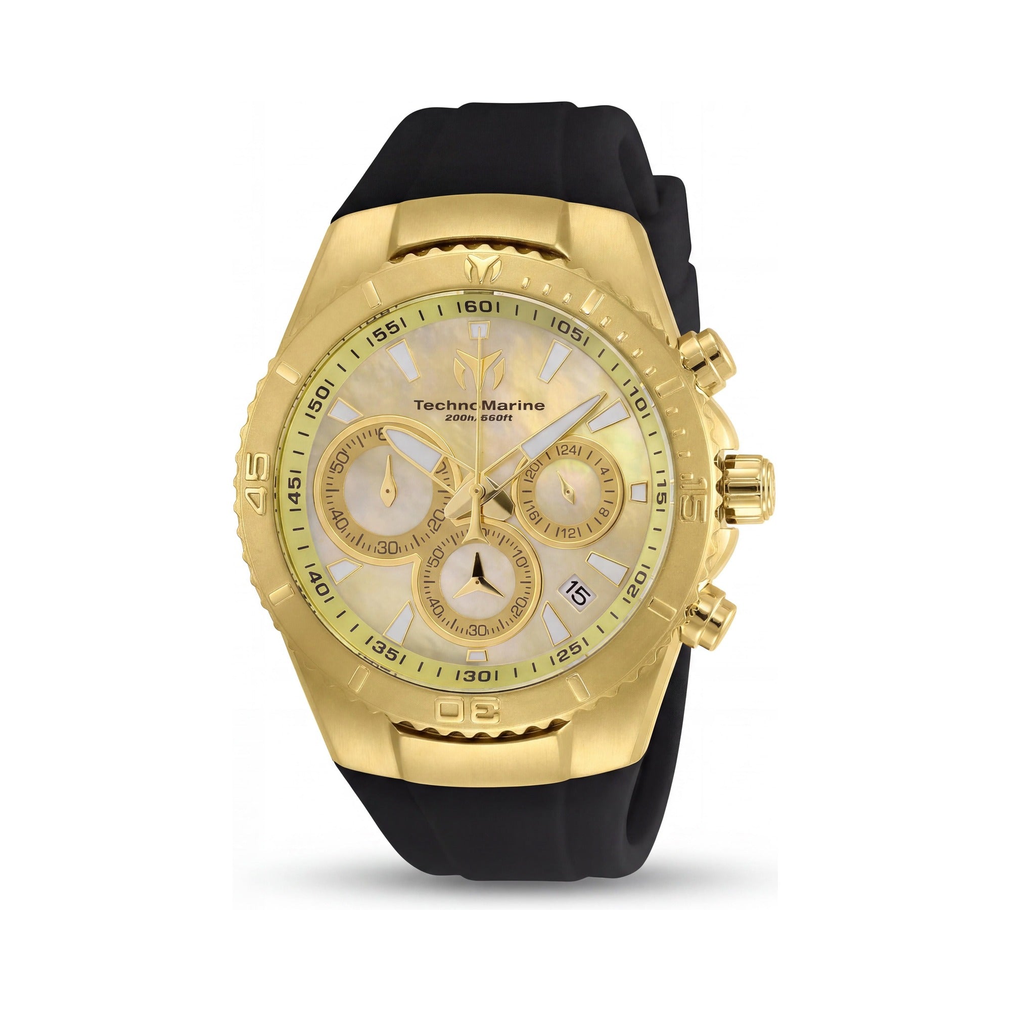 Reloj Technomarine Manta TM-220072 Unisex Cronógrafo de Cuarzo de Acero Inoxidable Dorado con Correa de Silicona 40mm, Photo 1