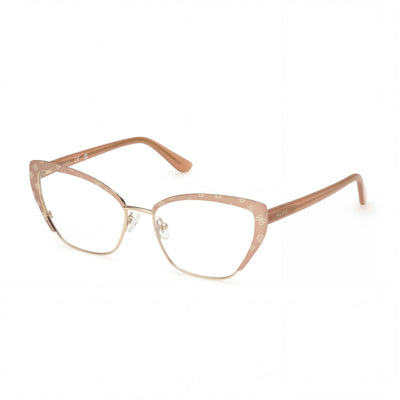 Guess GU50122 Matte Beige Rectangle Eyeglasses for Women, Metal 54mm