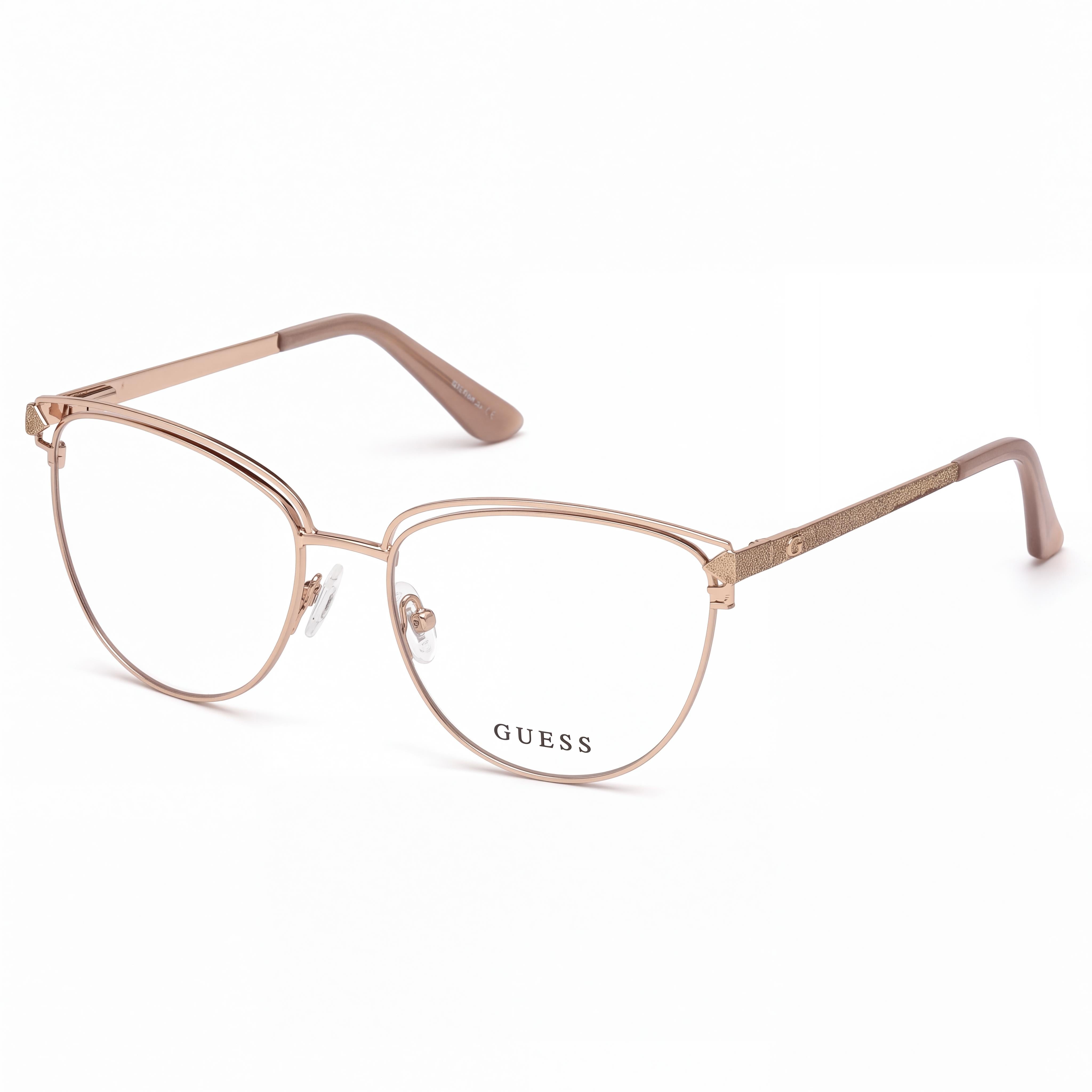 GUESS Gu2685 Women's Cat Eye Sunglasses with Shiny Rose Gold Metal Frame and Shiny Rose Gold Lenses 53mm, Photo 1