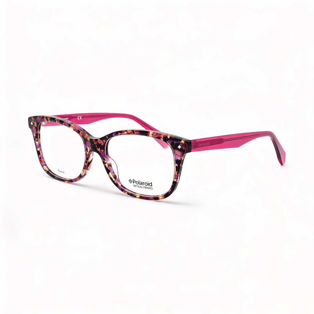 Gafas de sol Polaroid Pld D 321 para mujer, montura ovalada de plástico, color fucsia habana, lentes transparentes, 51 mm