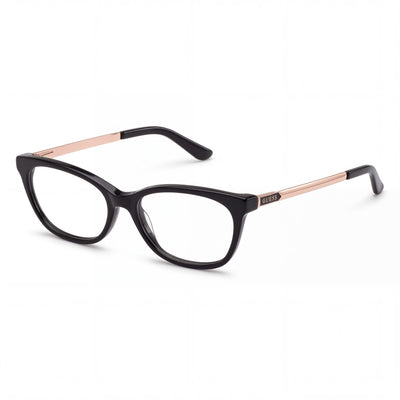Gafas GUESS de mujer con diseño formal/clásico, montura de plástico negro brillante y 55 mm de ancho de lente