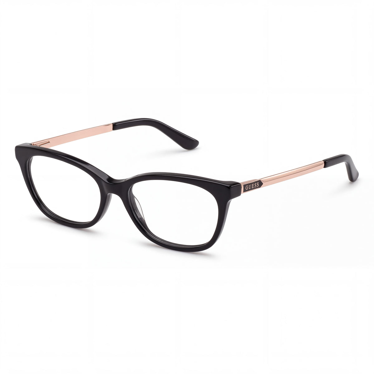 Gafas GUESS de mujer con diseño formal/clásico, montura de plástico negro brillante y 55 mm de ancho de lente, Photo 1