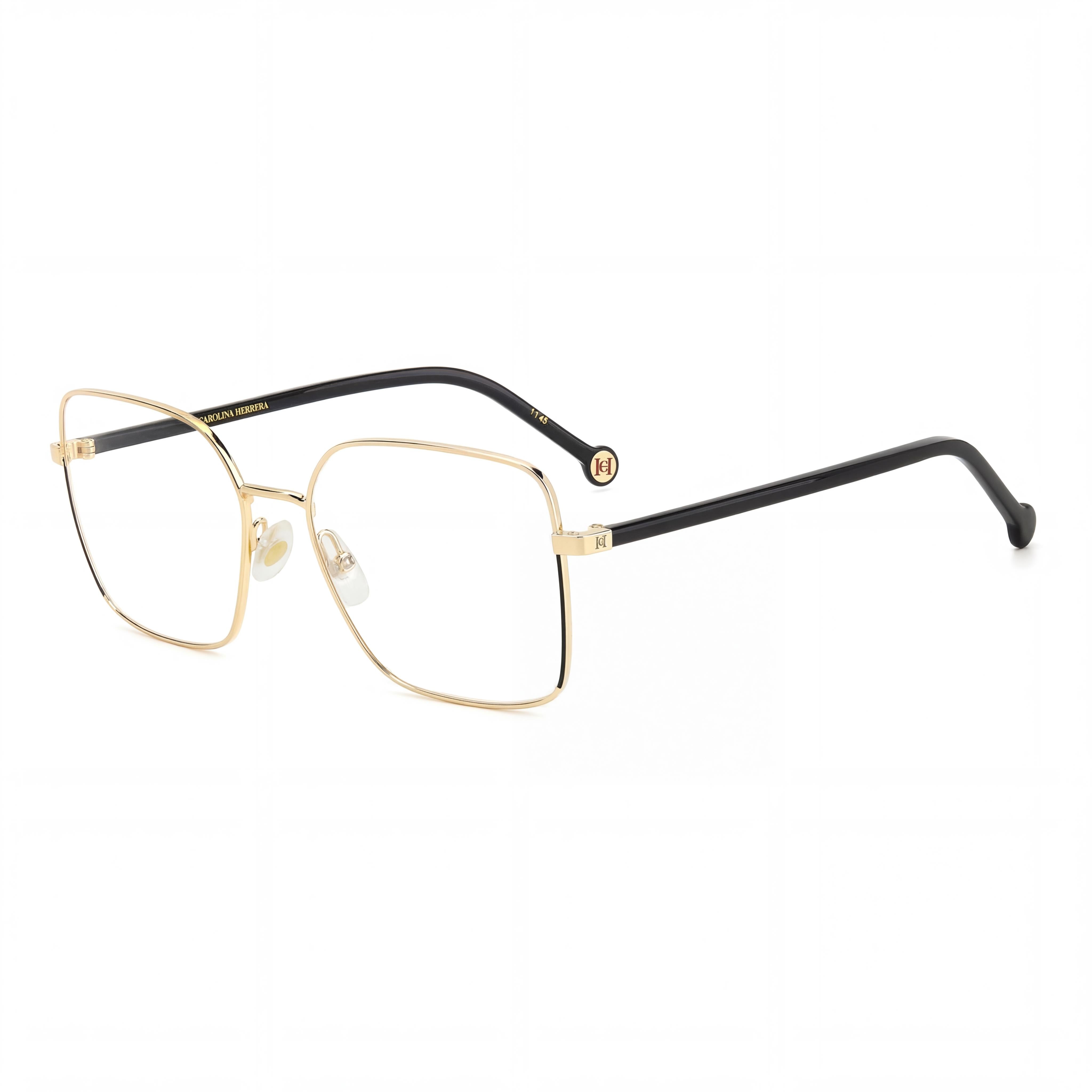 Gafas de sol Carolina Herrera Modern para mujer, de metal dorado y negro con lentes de plástico, 55 mm de ancho de lente, 17 mm de puente, 145 mm de patilla, Photo 1