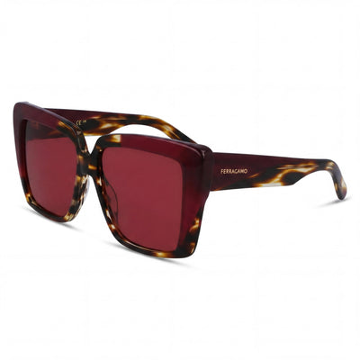 Salvatore Ferragamo Sf1060sn Women's Striped Brown/Purple Acetate Frame UV Protection Polycarbonate Non-Polarized Sunglasses 55mm