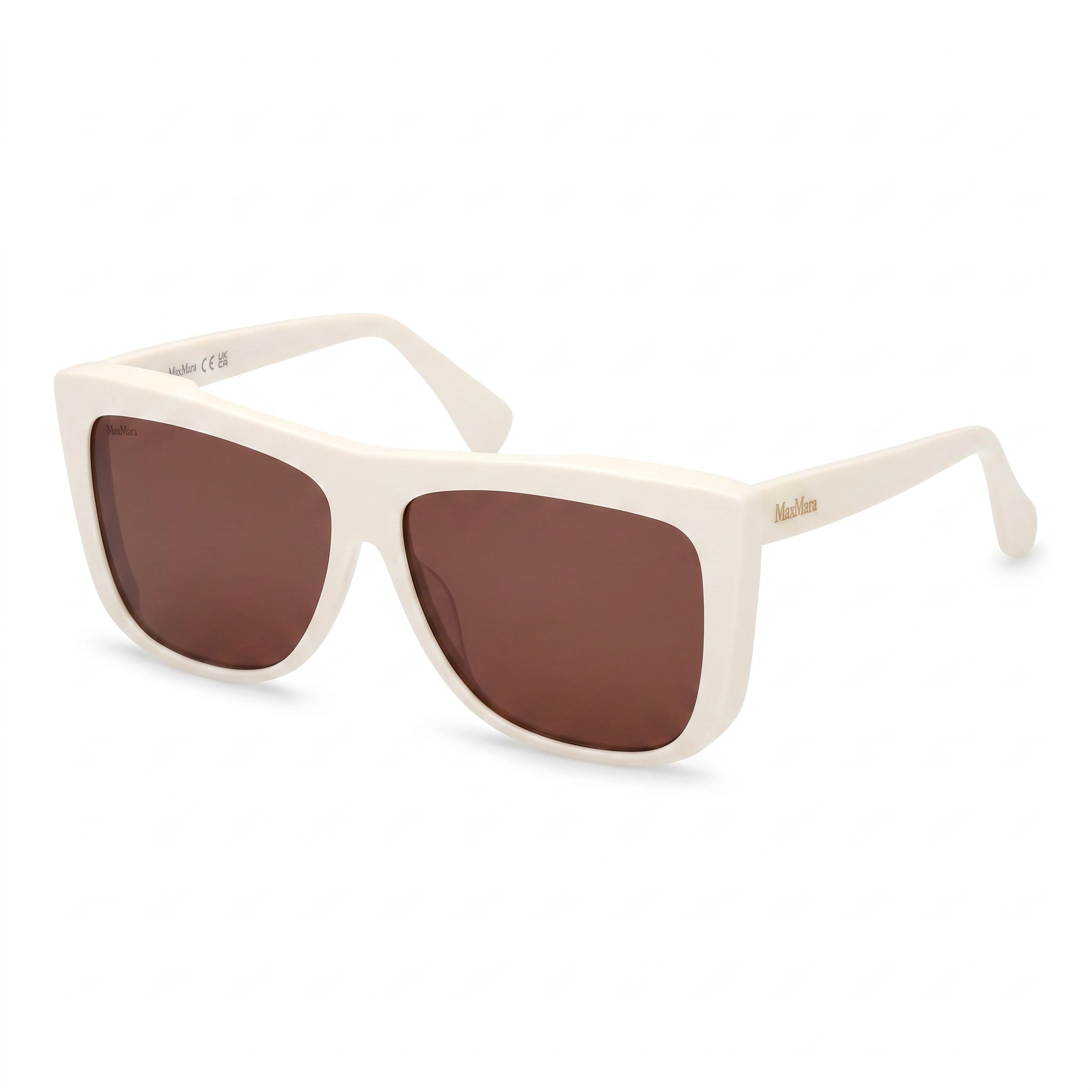MaxMara Women's Gold-Colored Plastic Frame Sunglasses with Brown-Colored Non-Polarized Acetate Lenses, Photo 1