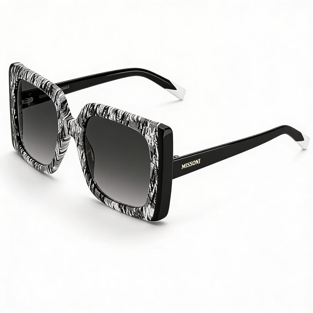 Gafas de sol clásicas Missoni de acetato para mujer, patrón negro, degradado gris oscuro, protección 100% UV, 54 mm