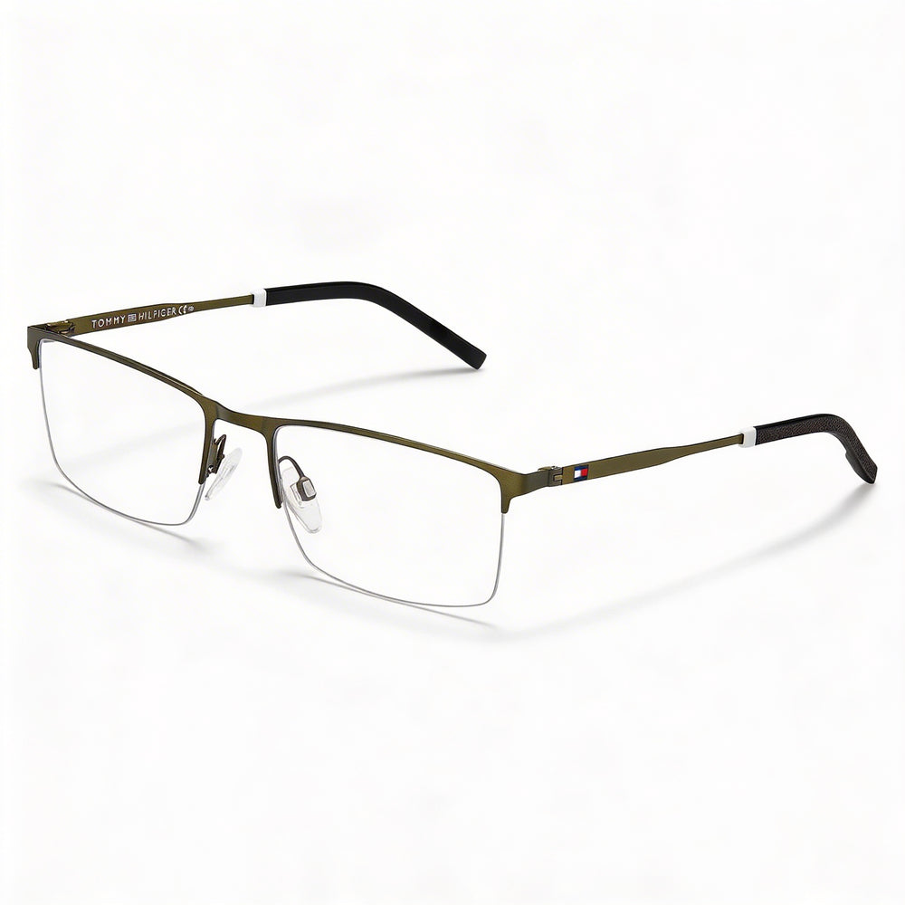 Gafas Tommy Hilfiger Th 1830 para Hombre, Marco de Acero Inoxidable Color Verde Oliva con Lentes de Policarbonato 56mm