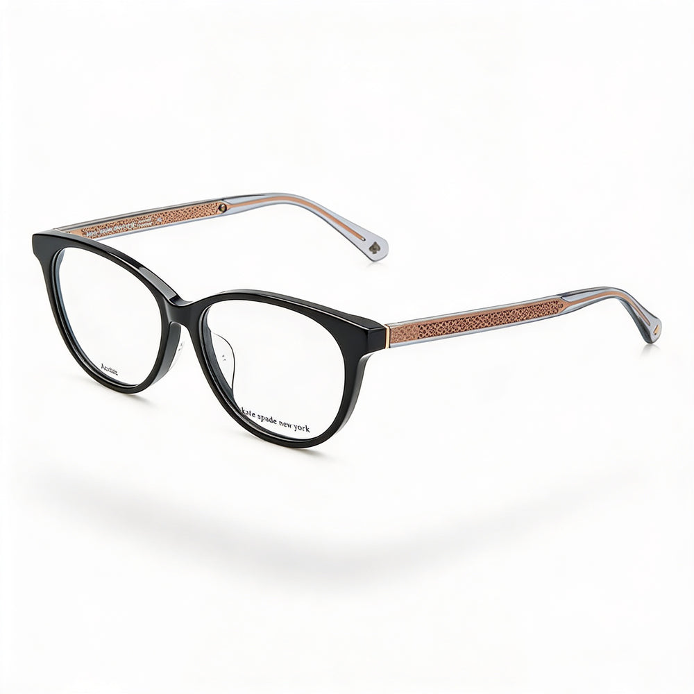 Gafas de sol modernas Kate Spade New York para mujer con montura ovalada de acetato negro y lentes negras de 53 mm.