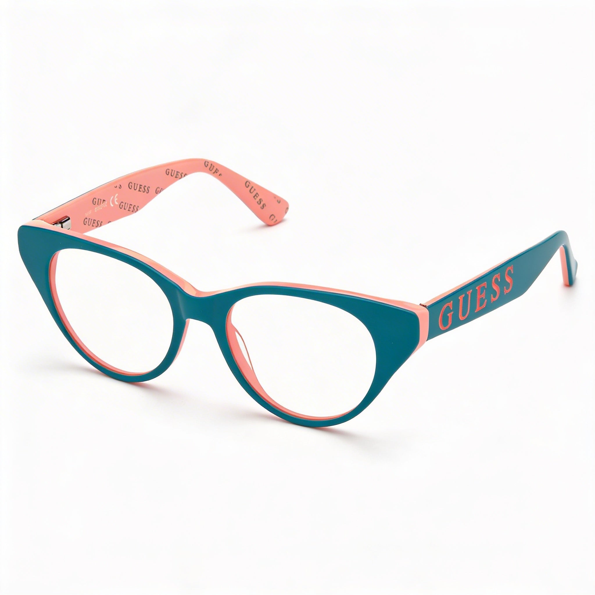 GUESS Gu9192 Women's Cat Eye Eyewear, Turquoise Plastic Frame, Clear Lenses, 47mm Lens Width, Photo 1