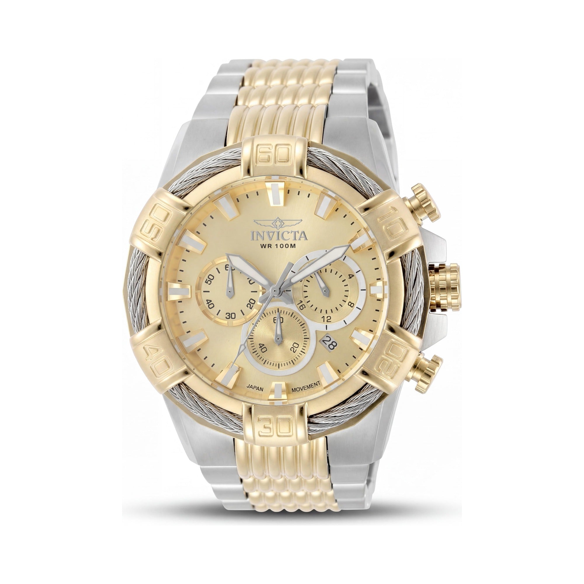 Reloj Invicta Bolt 49902 para hombre, de acero inoxidable plateado, 51 mm, esfera dorada, cuarzo, resistente al agua hasta 10 ATM, 60 segundos, Photo 1