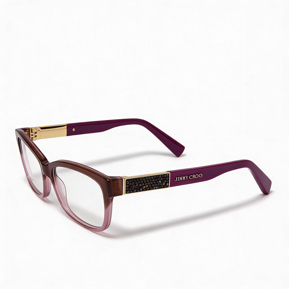 Gafas JIMMY CHOO 110 para mujer, montura rectangular de plástico marrón y rosa con lentes marrón y rosa, 53 mm