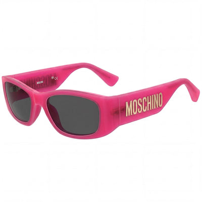 Gafas de sol Moschino Modern MOS145/S para mujer, montura de plástico rectangular fucsia, lentes grises, 55 mm