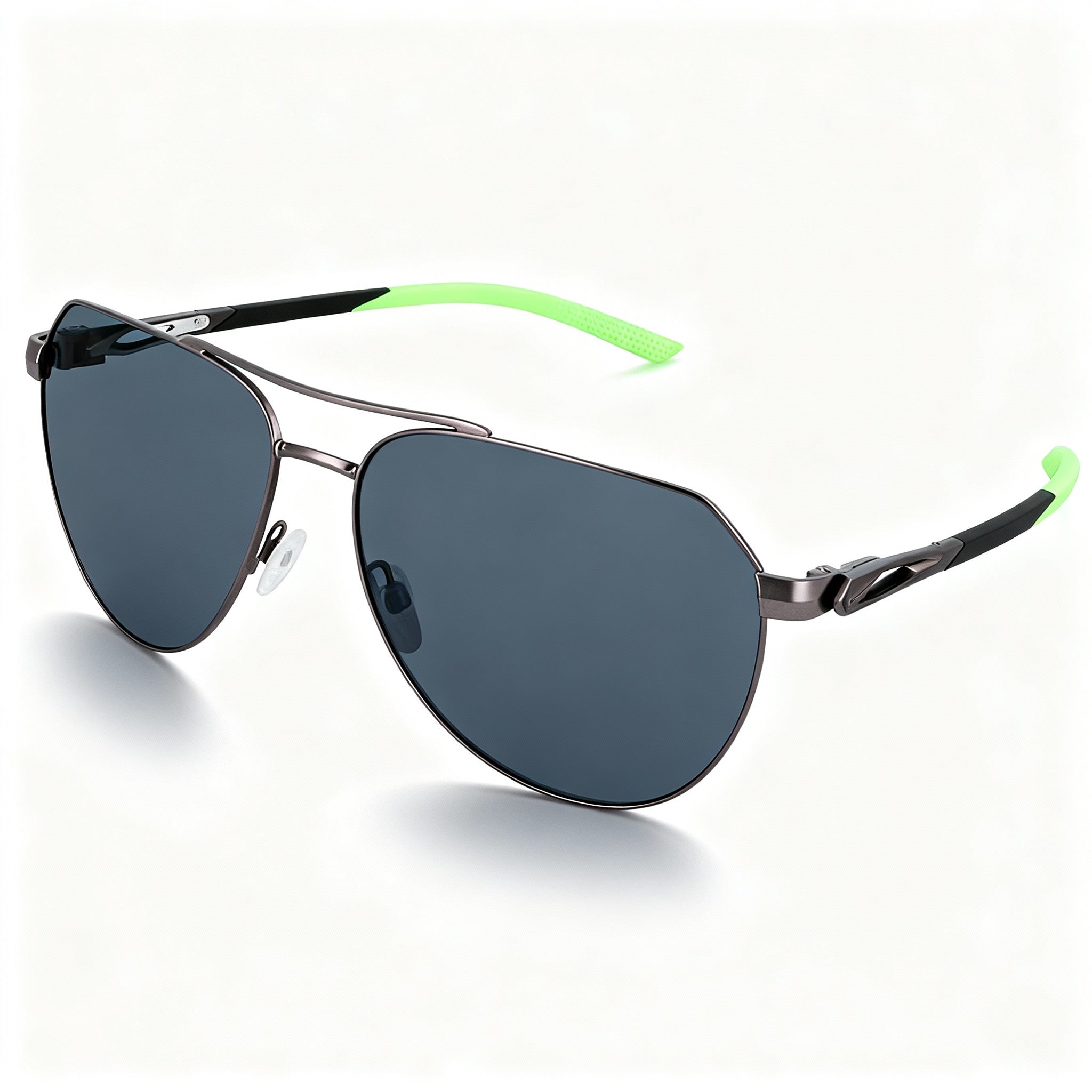 Nike Club Nine Unisex Satin Gunmetal Grey Metal Pilot Sunglasses with Grey Lens, 60-15-140mm