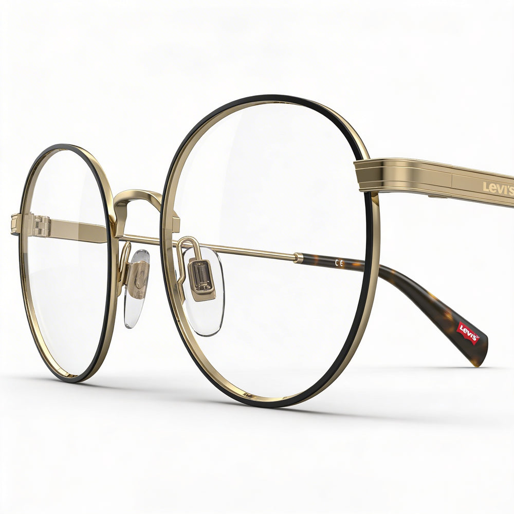 Gafas graduadas Levi's Lv 1030 unisex de acero aleado dorado, lentes de 48 mm, puente de 20 mm y patillas de 145 mm.