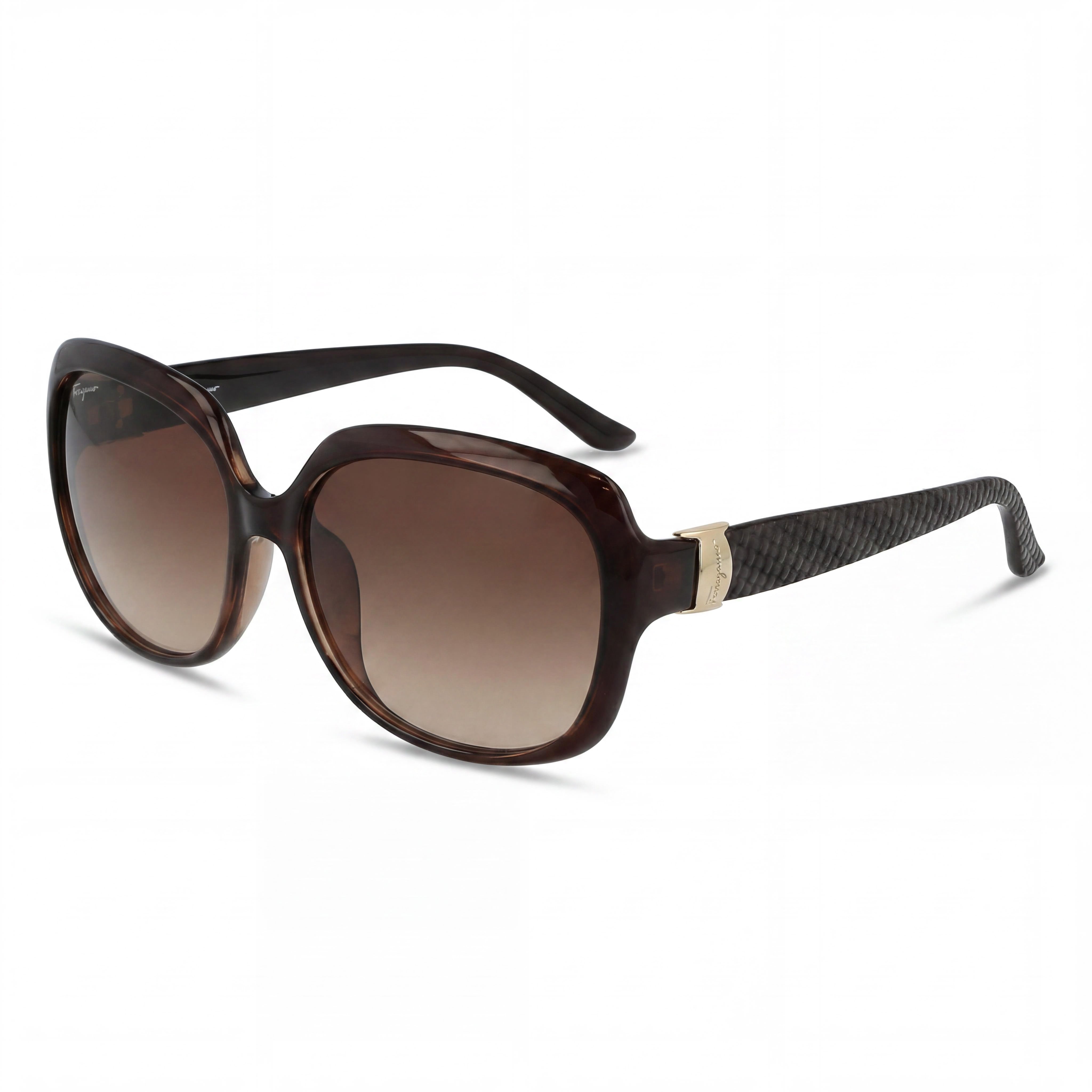 Salvatore Ferragamo SF739SA 210 Women's Brown Plastic Oversized Brown Gradient UV Protected 59mm Prescription-Ready Sunglasses, Photo 1