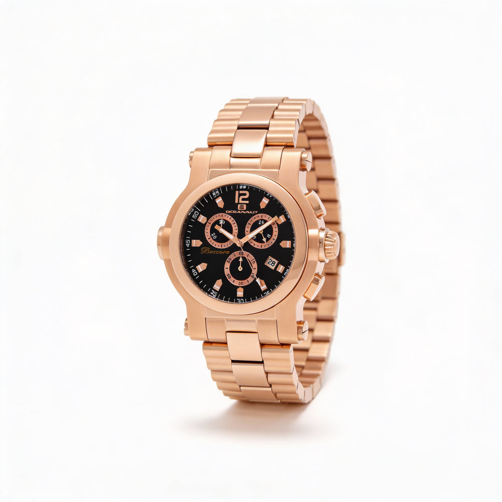 Reloj Oceanaut Baccara XL para hombre, color rosa y azul marino, de acero inoxidable, con cronógrafo de cuarzo, resistente al agua, de 50 mm.