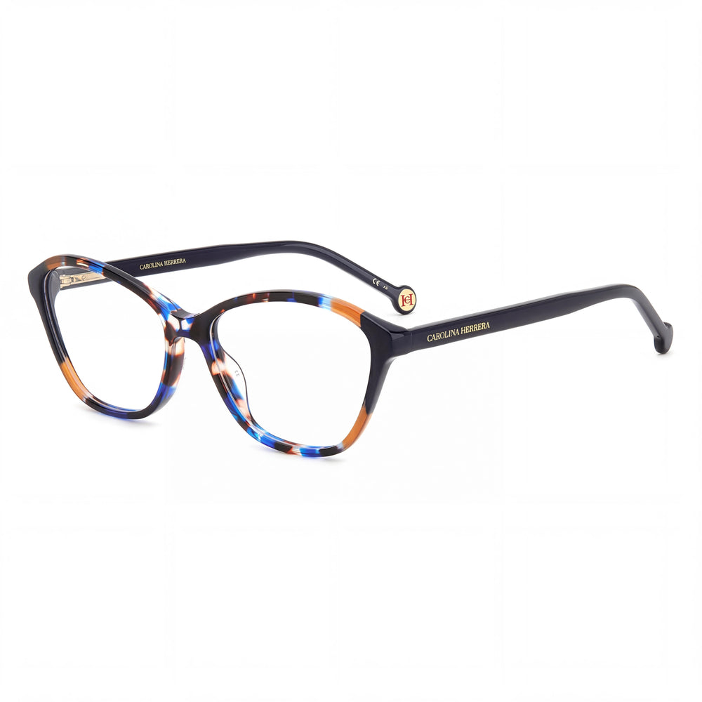 Carolina Herrera Classic Women's Non-Polarized Havana Blue Plastic Frame Sunglasses Lens Width 55mm