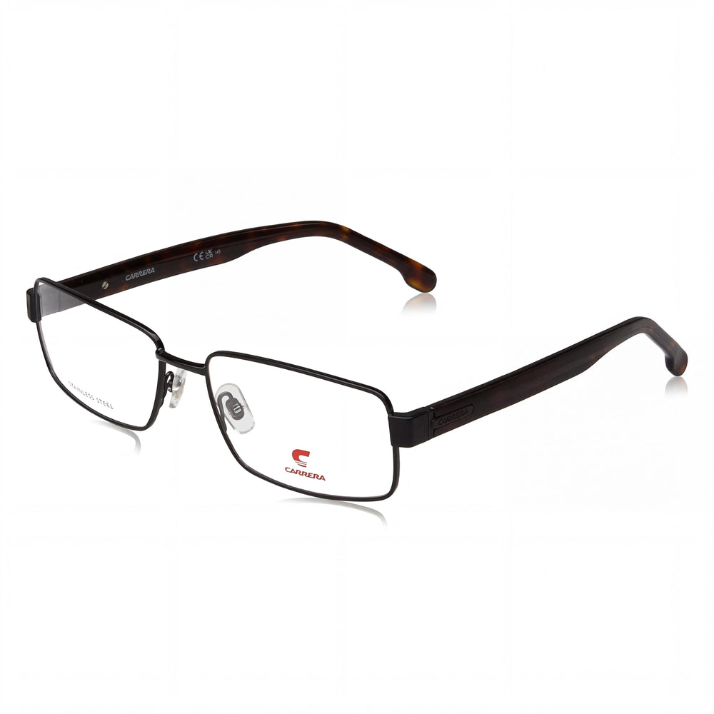 Gafas unisex modernas Carrera 8887 con montura de acero de aleación negra y lentes de policarbonato, 57 mm