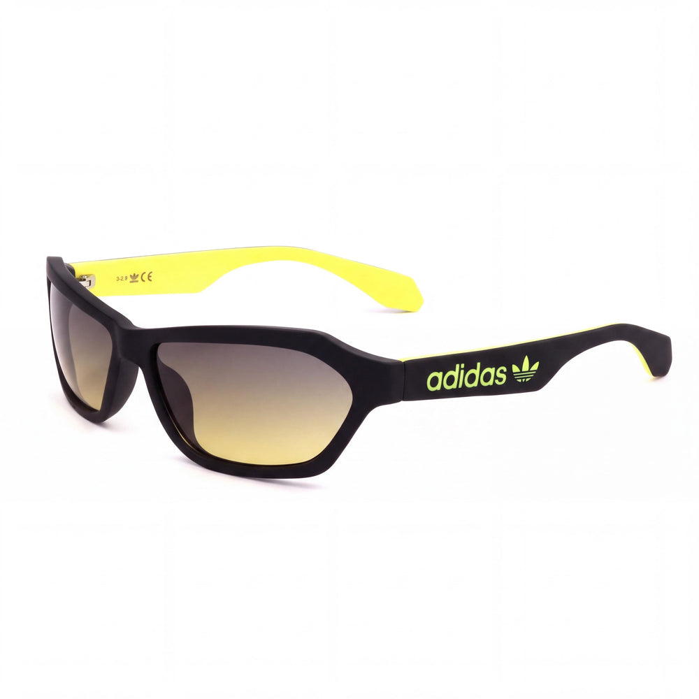 Gafas de sol unisex clásicas adidas de plástico degradado mate negro y azul con lentes degradadas amarillas y protección UV de 58 mm