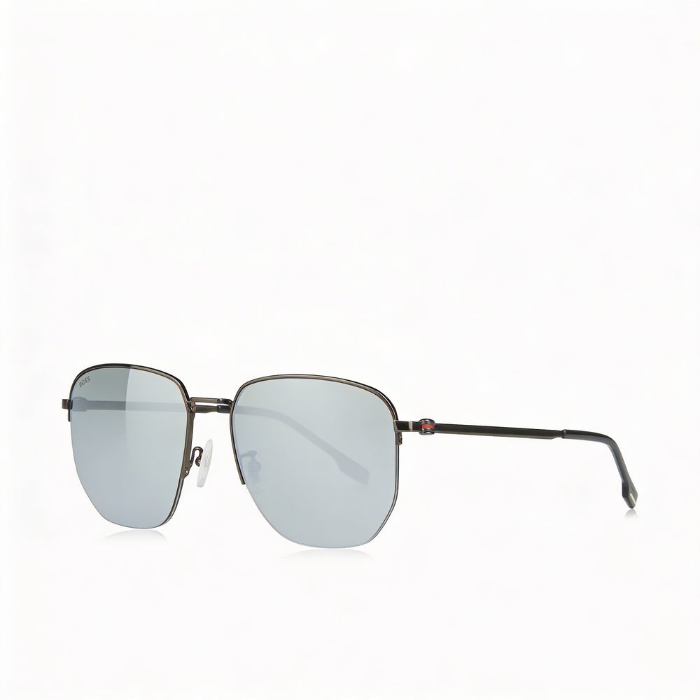 Hugo Boss Men's Boss 1538/F/Sk Acetate Matte Dark Ruthenium Silver Frame Silver Lens UV Protected Sunglasses 57mm