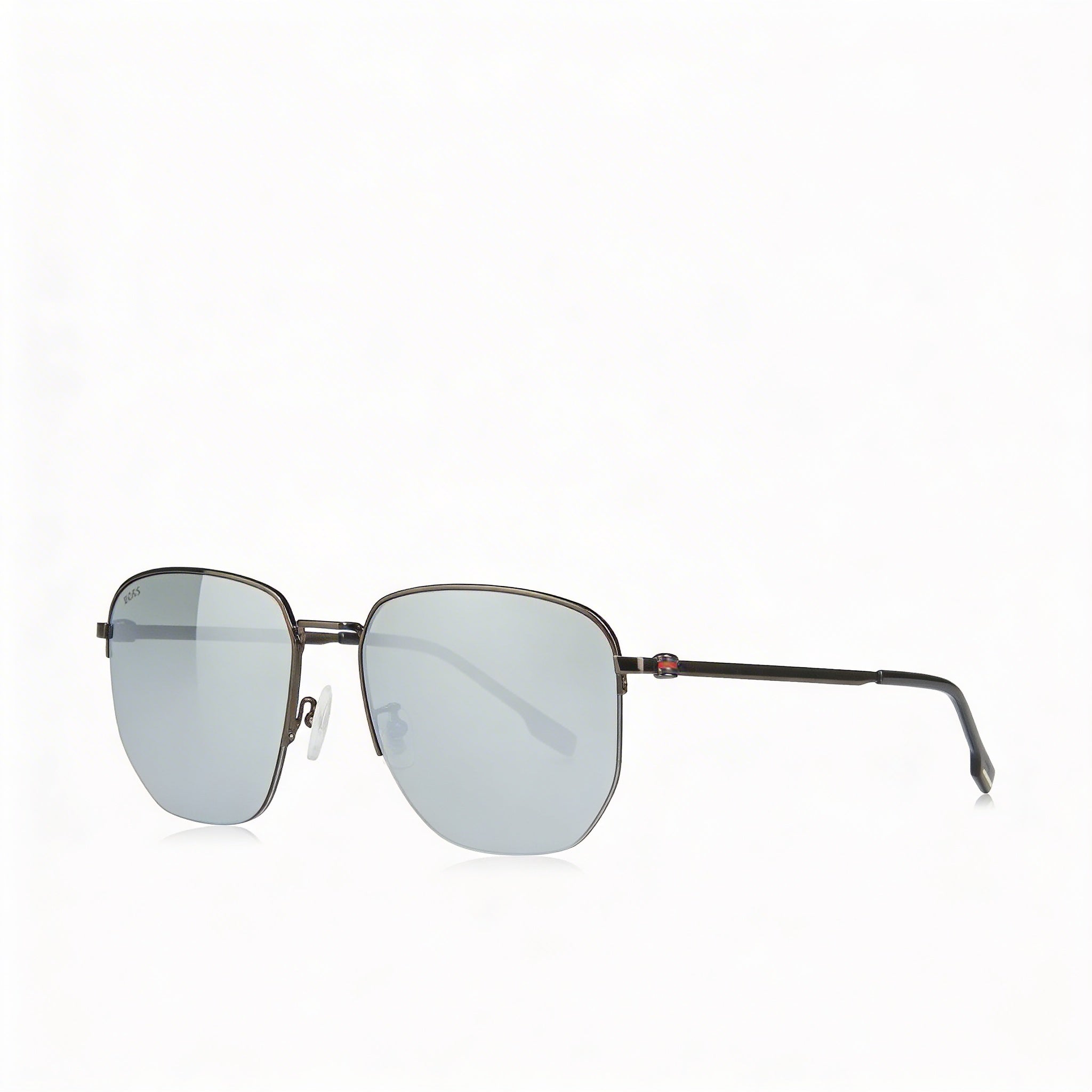 Gafas de sol de hombre Hugo Boss Boss 1538/F/Sk de acetato mate, montura rutenio oscuro/plateado, lentes plateadas con protección UV, 57 mm, Photo 1