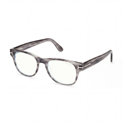 Tom Ford Men's FT5898-B Full Rim Square Plastic Eyewear Frame Striped Grey Blue Block 52mm
